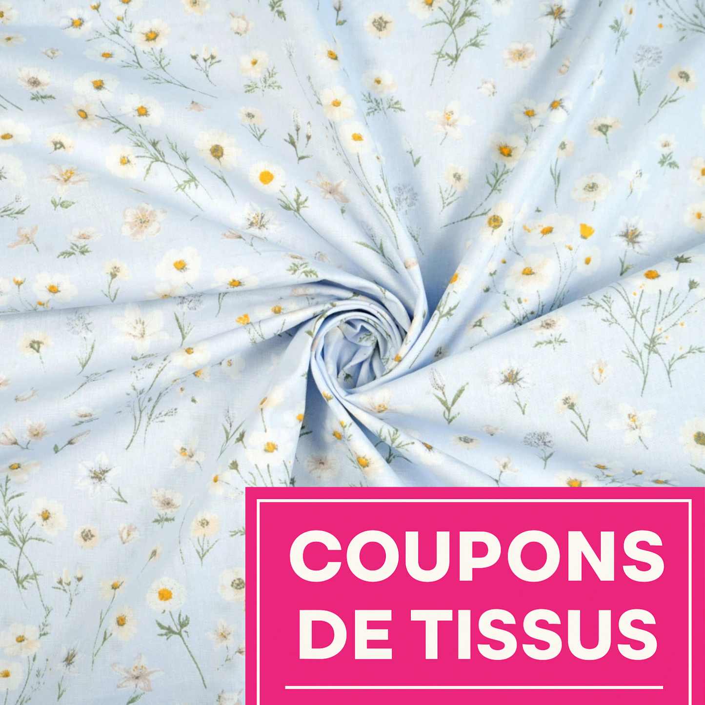 Coupon 50x50cm - Tissu coton Motif fleurs
