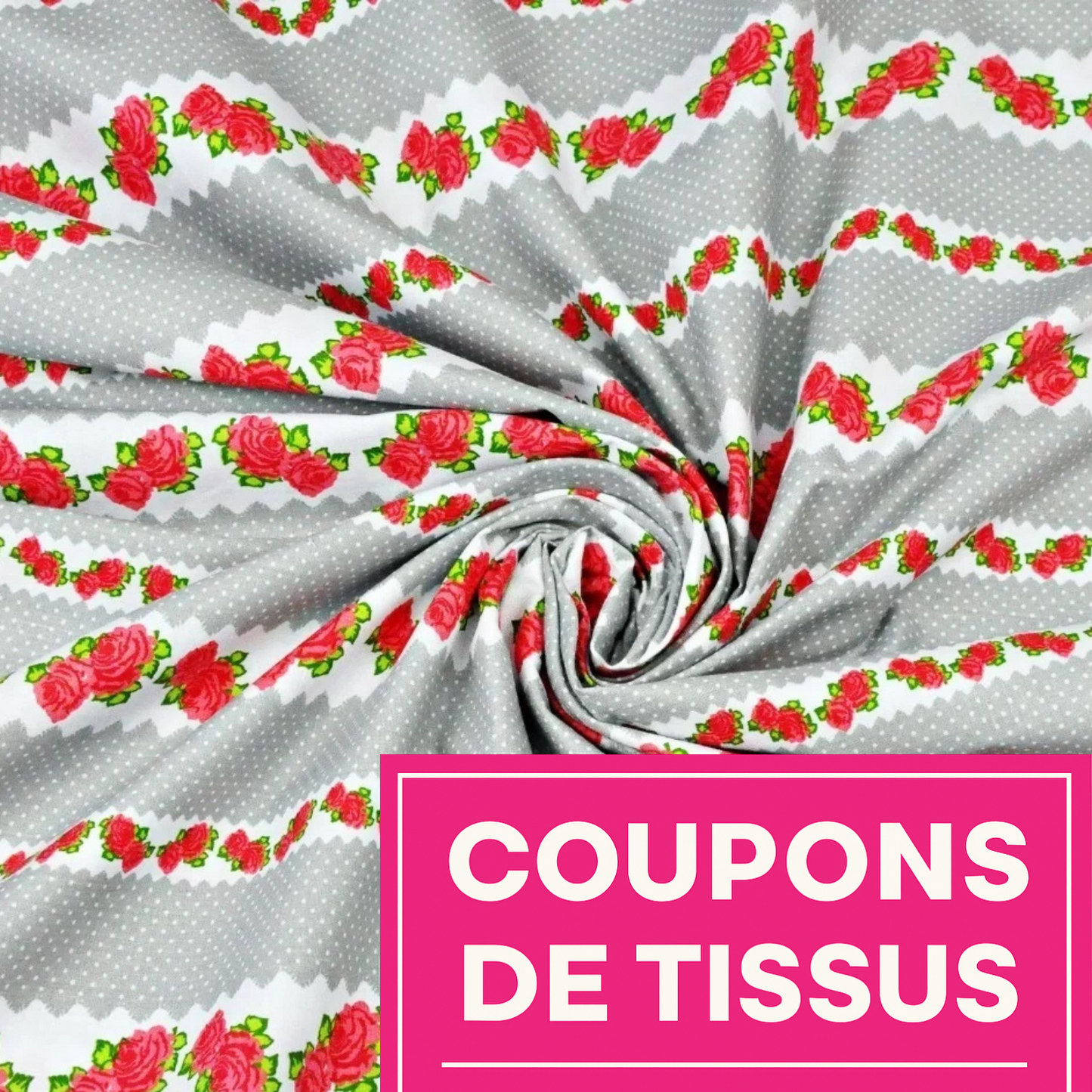 Coupon 50x50cm - Tissu coton Motif fleurs