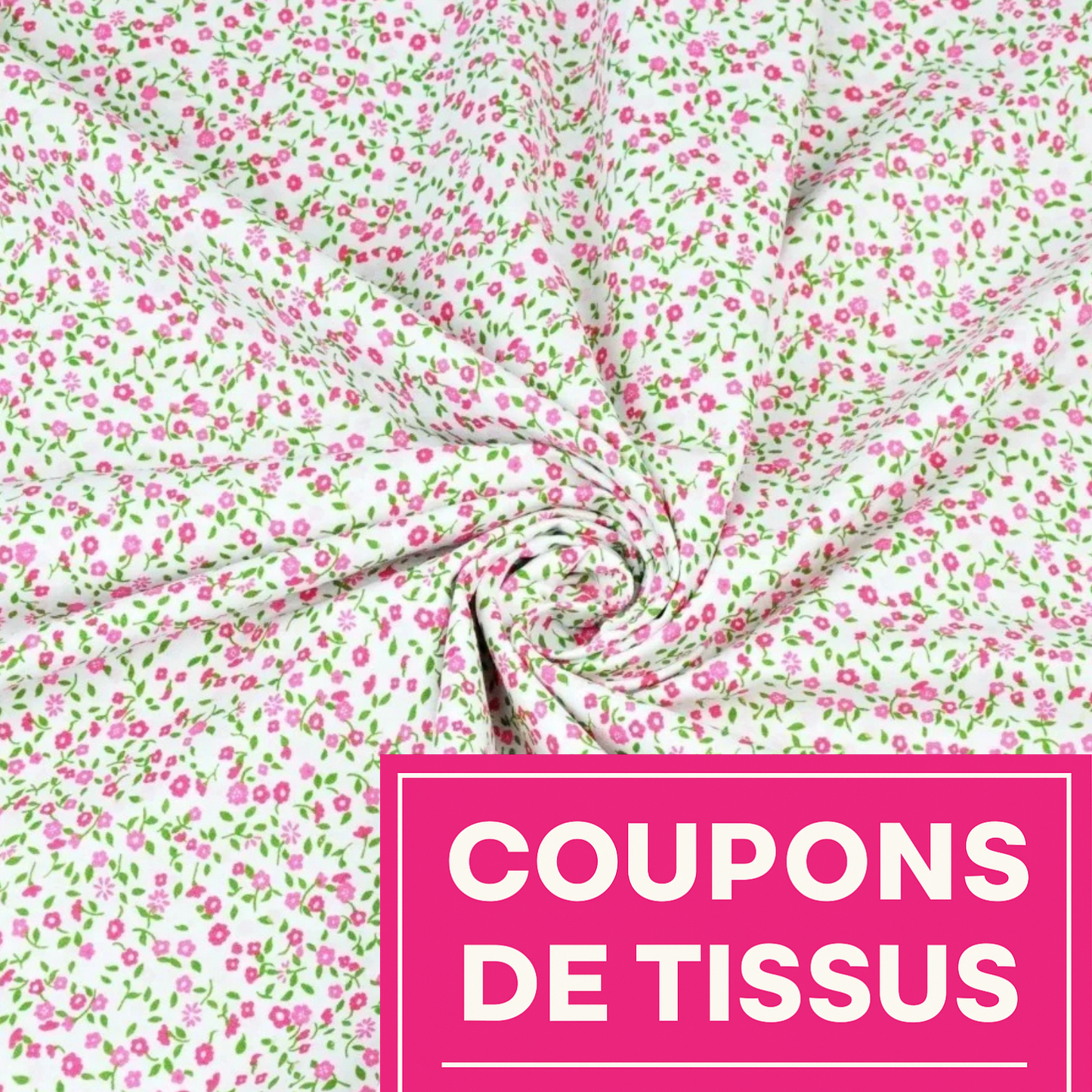 Coupon 50x50cm - Tissu coton Motif fleurs