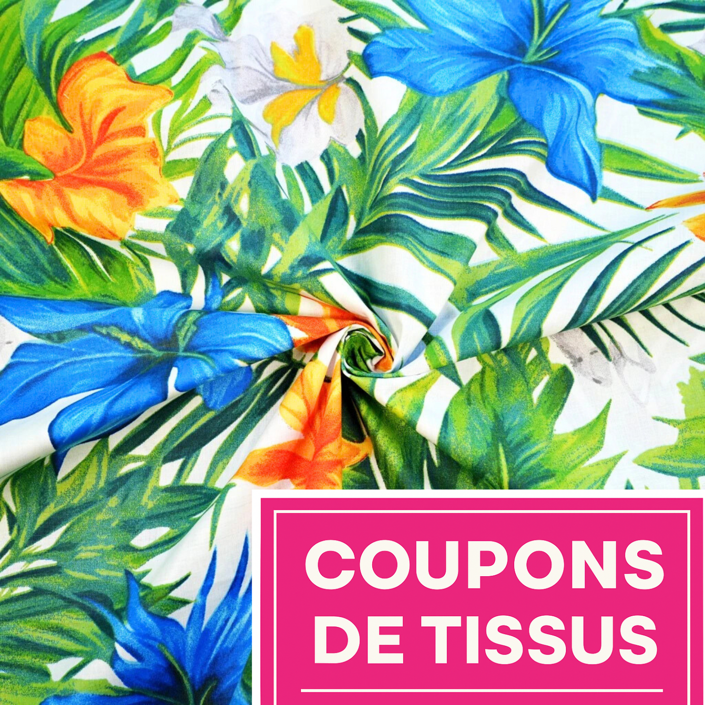 Coupon 50x50cm - Tissu coton Motif fleurs