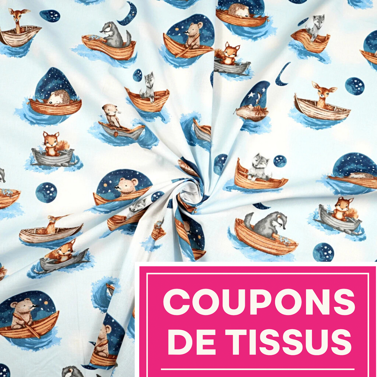 Coupon 50x50cm - Tissu coton Motif animaux