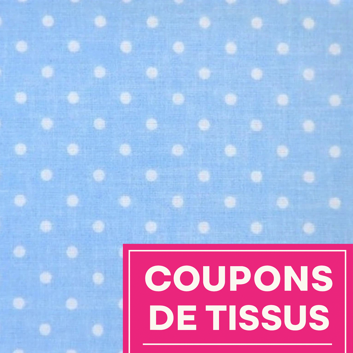 Coupon 50x50cm - Tissu coton Motif pois de 4mm bleu