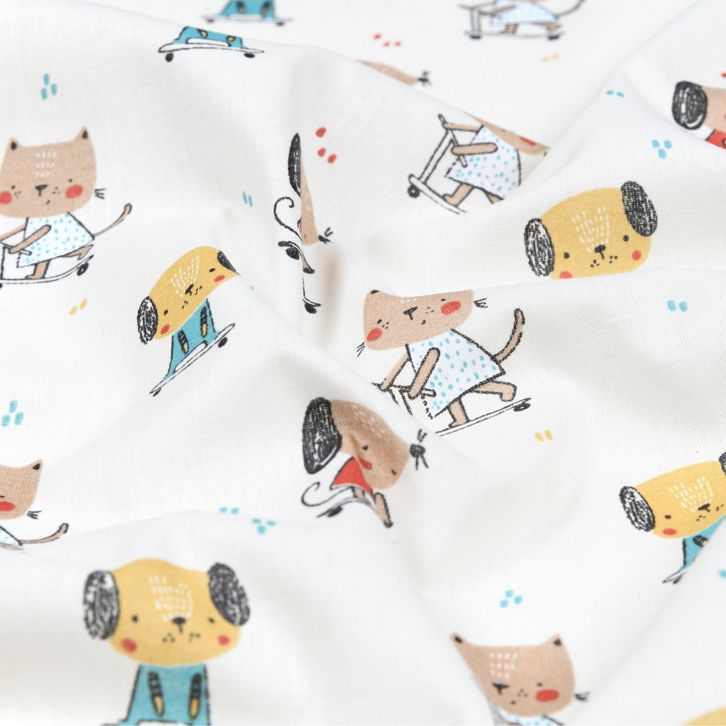 Coupon 45x45cm - Tissu coton Motif chiens et chats
