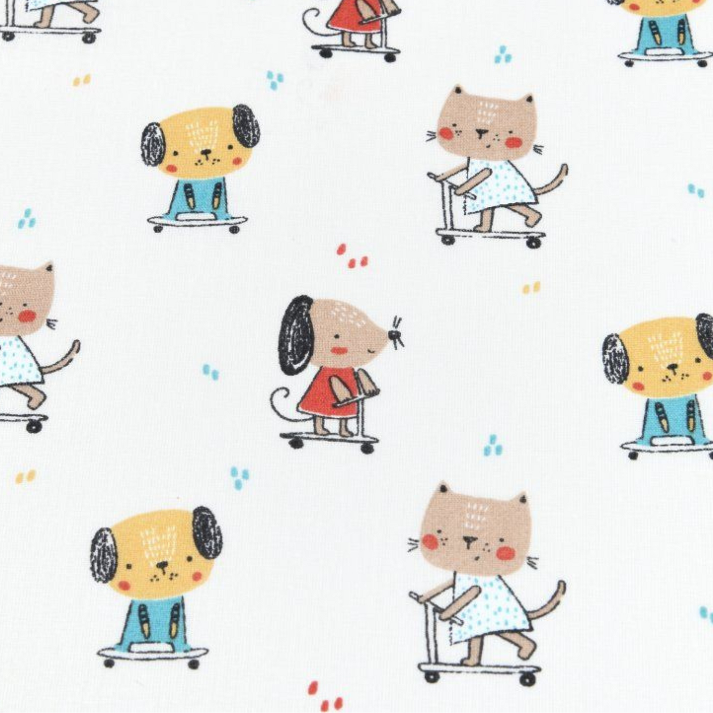 Coupon 45x45cm - Tissu coton Motif chiens et chats