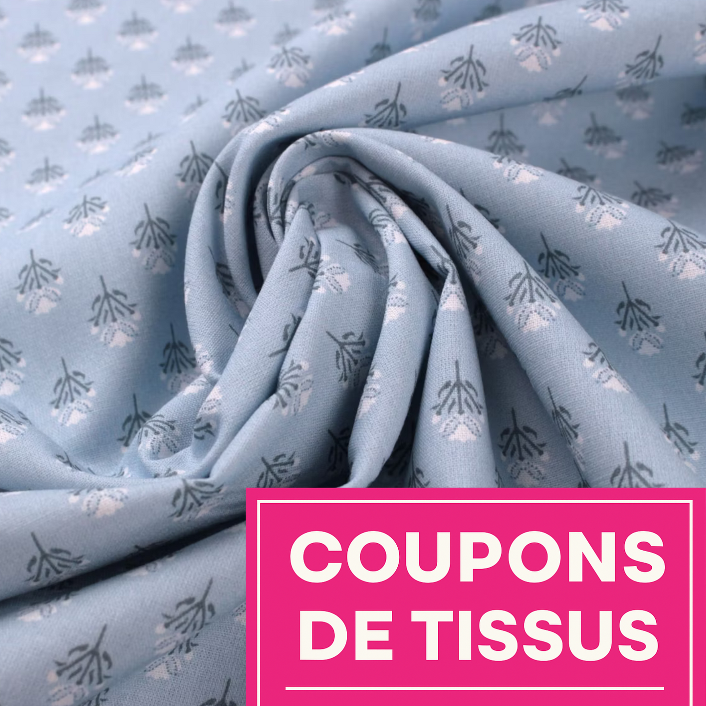 Coupon 45x45cm - Tissu coton Motif fleurs