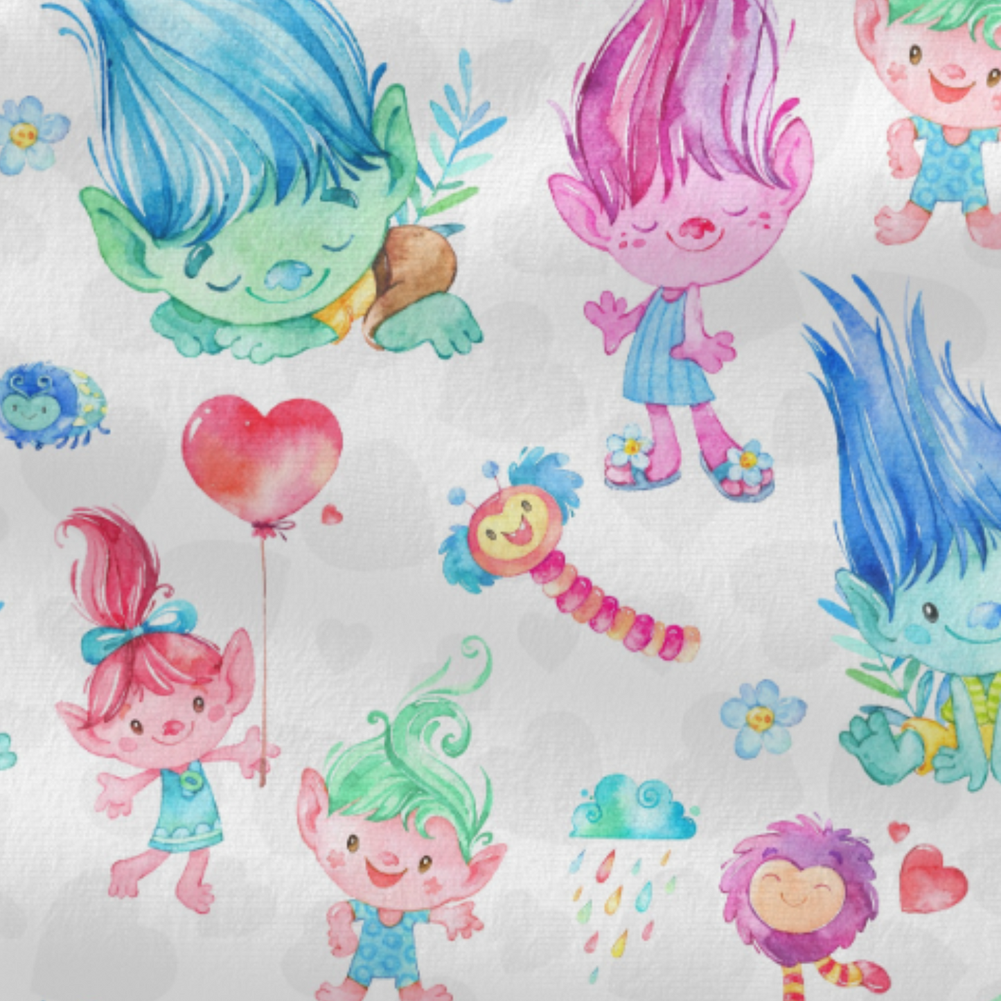 Coupon 50x50cm - Tissu coton Motif trolls