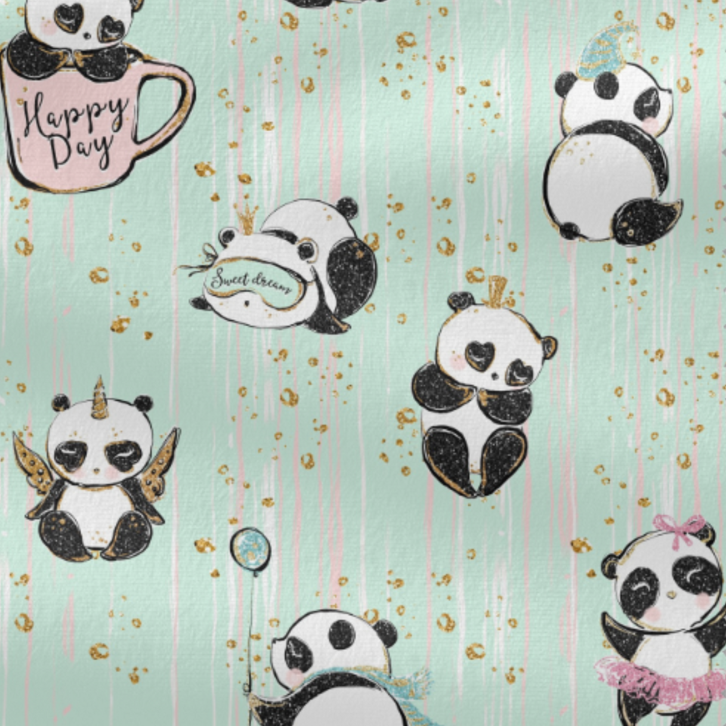 Coupon 50x50cm - Tissu coton Motif pandas