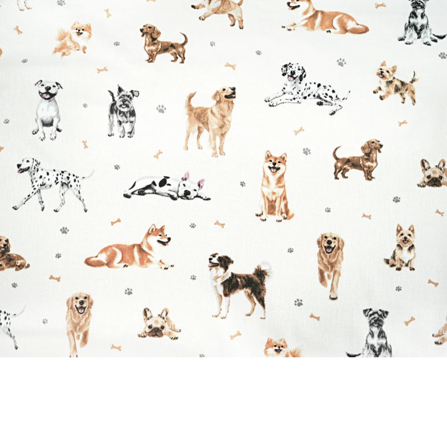 Coupon 50x50cm - Tissu coton Motif chiens écru
