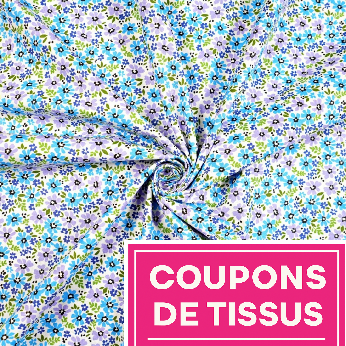 Coupon 50x50cm - Tissu coton Motif fleurs