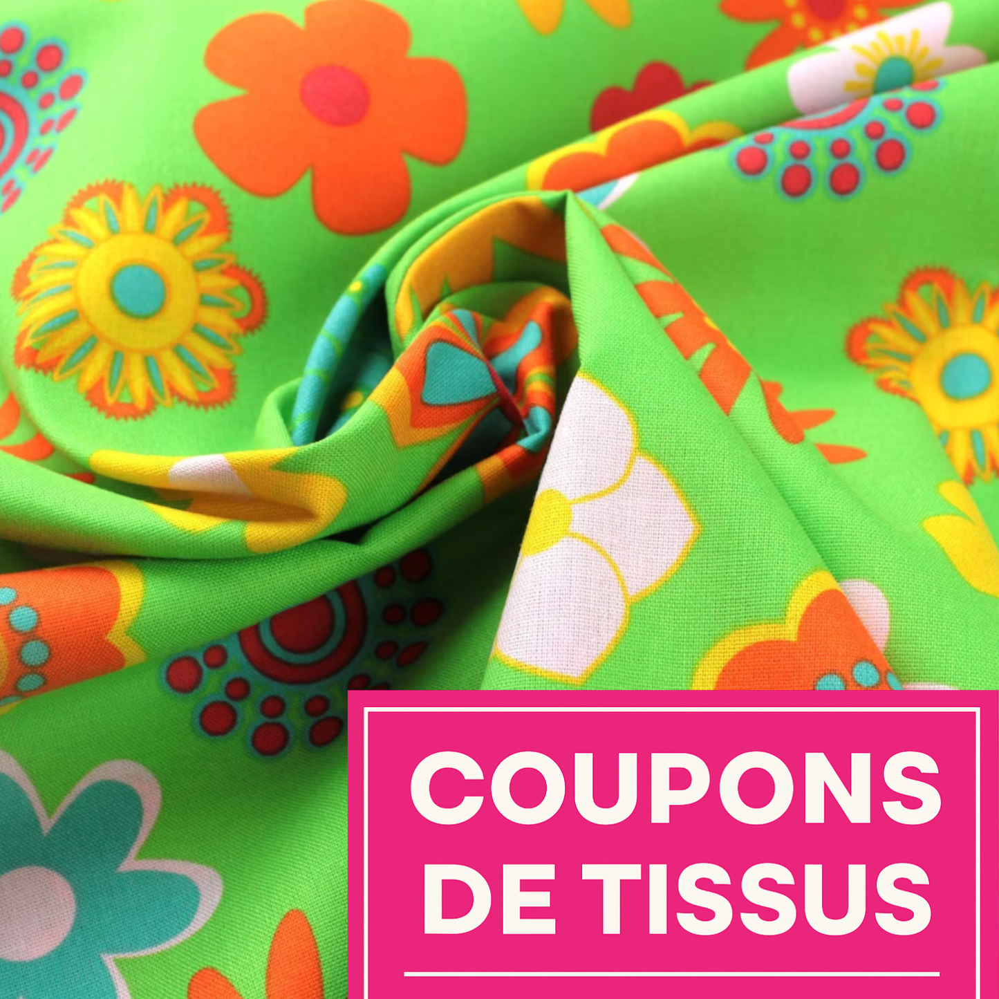 Coupon 45x45cm - Tissu coton Motifs fleurs