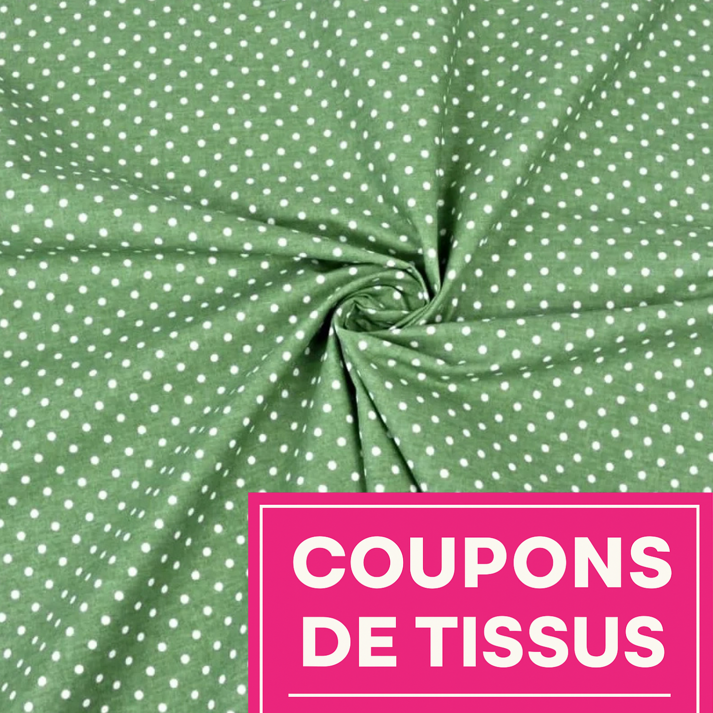 Coupon 50x50cm - Tissu coton Motif pois de 4mm sauge