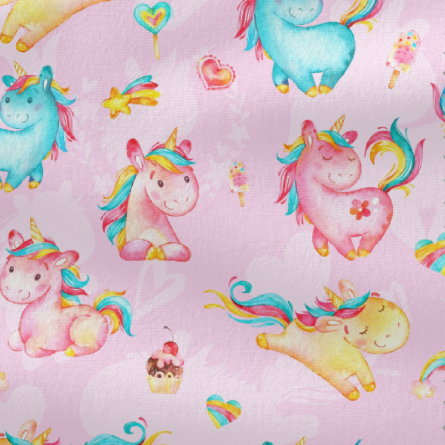 Coupon 50x50cm - Tissu coton Motif licornes