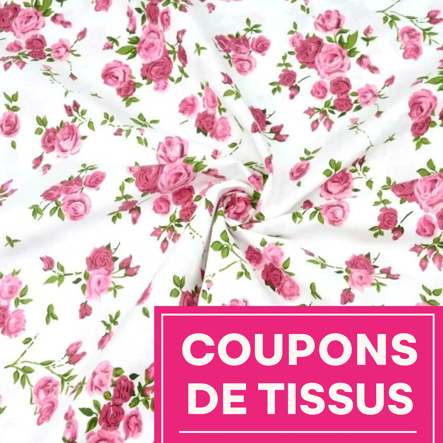 Coupon 50x50cm - Tissu coton Motif fleurs