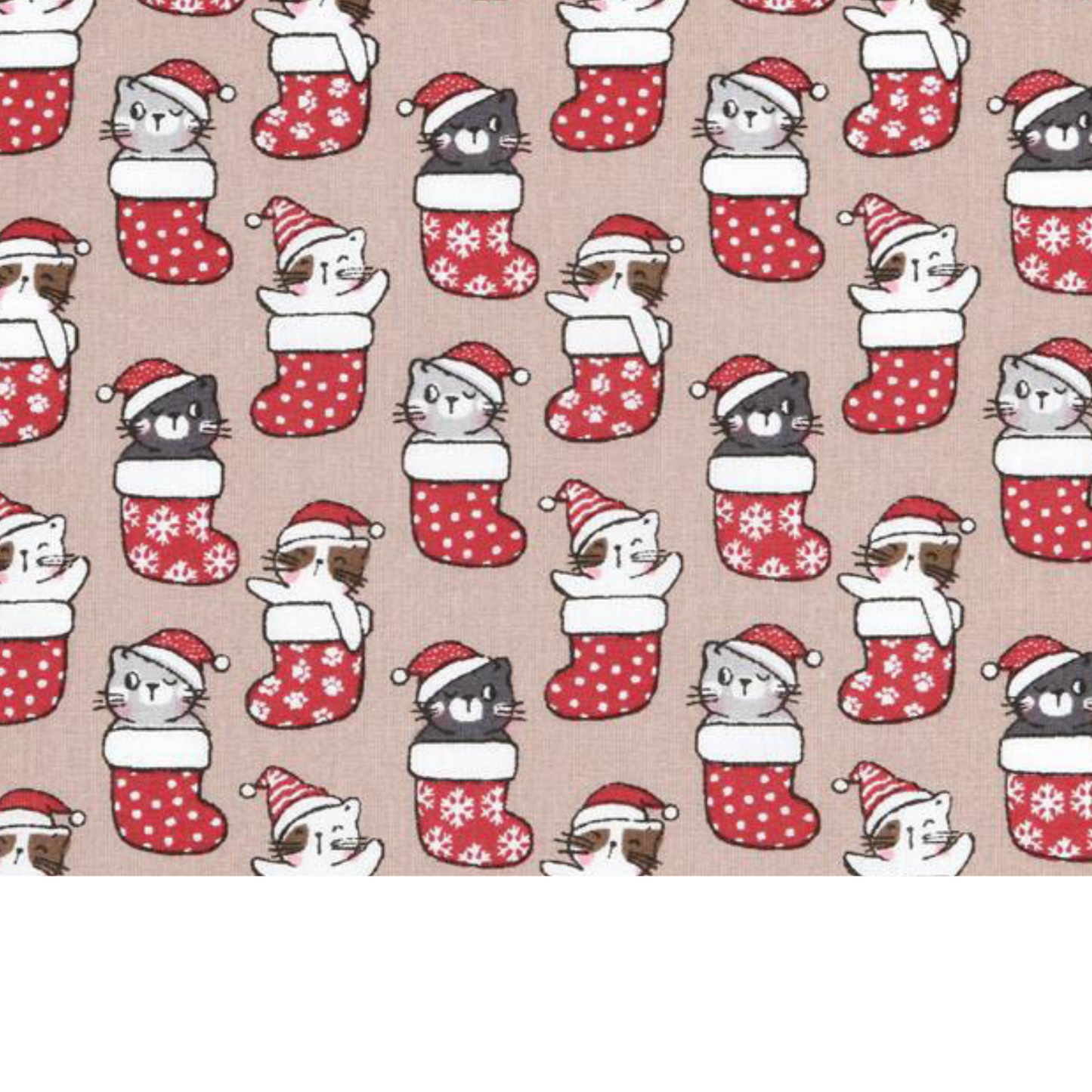 Coupon 45x45cm - Tissu coton Motif chats de Noël