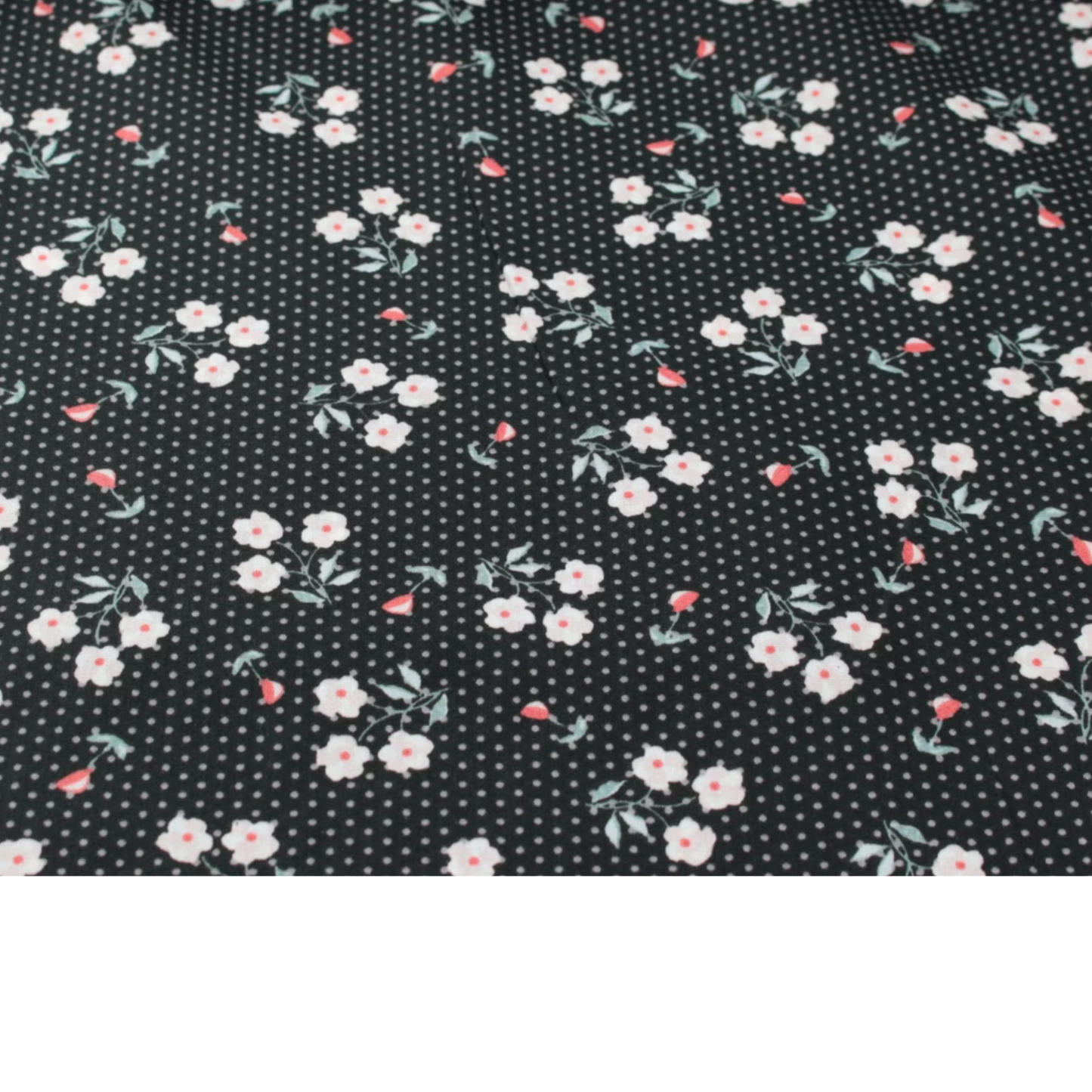 Coupon 45x45cm - Tissu coton Motif fleurs et pois