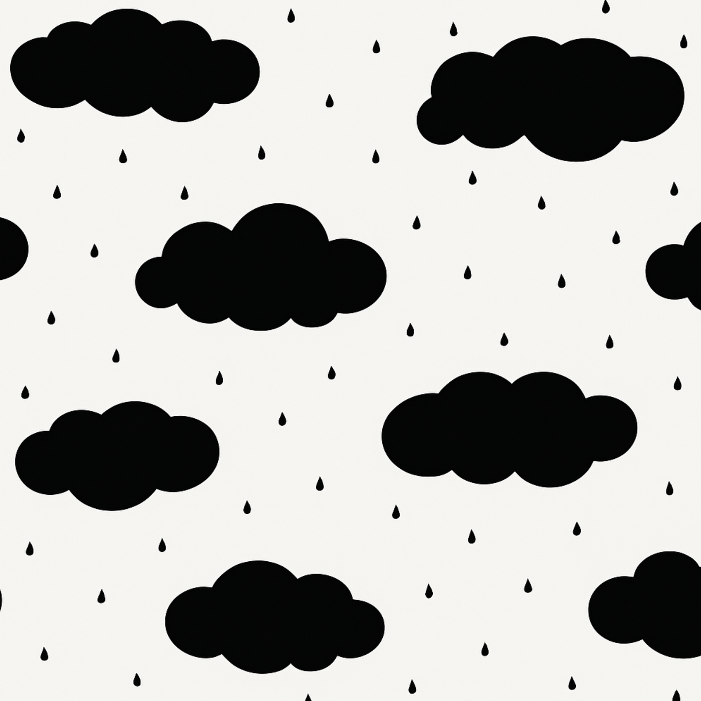 Coupon 45x45cm - Tissu coton Motif nuages et gouttes noir