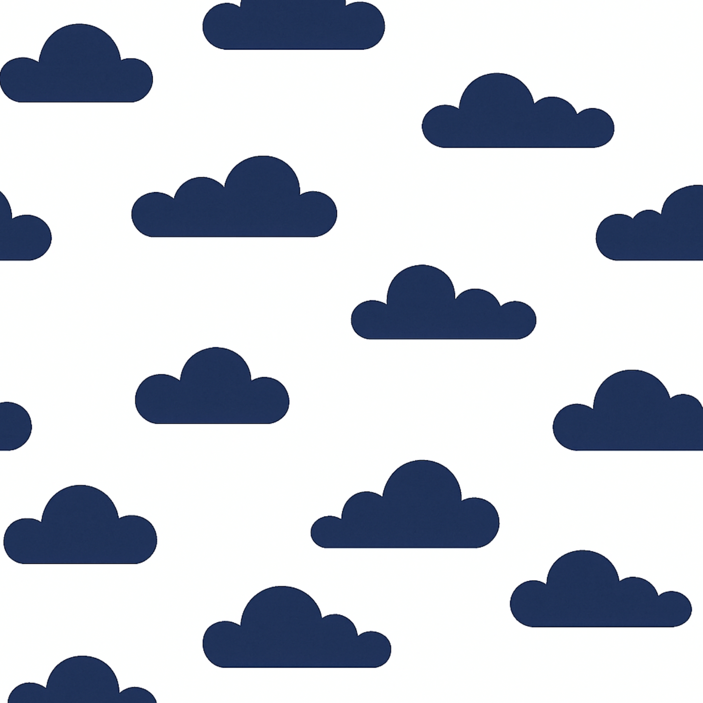 Coupon 45x45cm - Tissu coton Motif nuages bleu marine