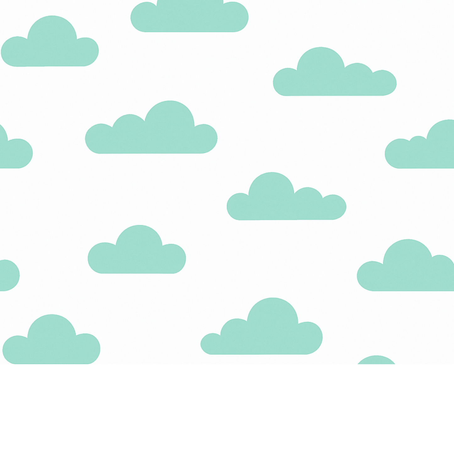 Coupon 45x45cm - Tissu coton Motif nuages menthe
