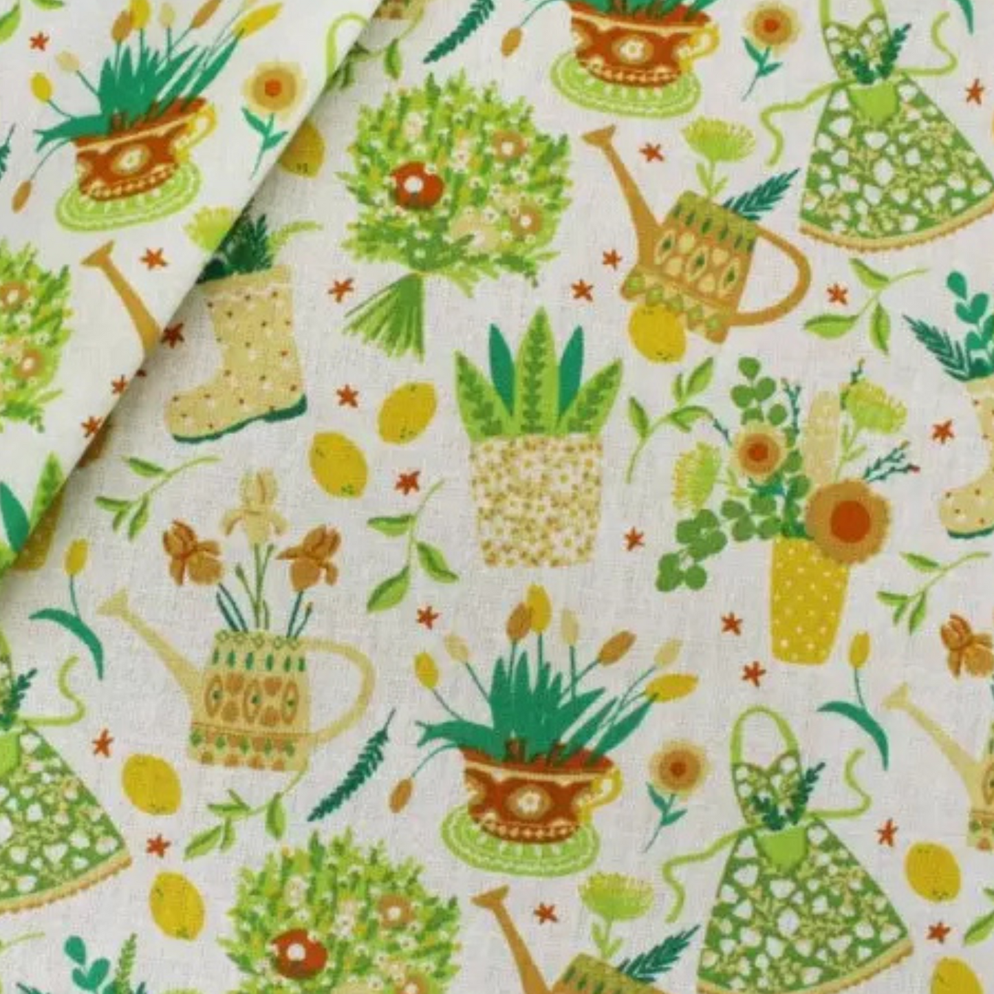 Coupon 45x45cm - Tissu coton Motif jardinage