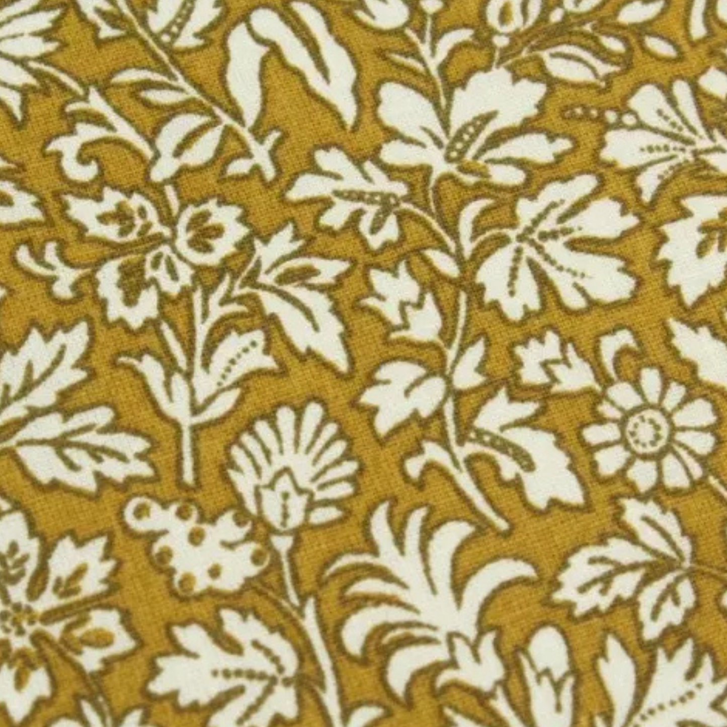 Coupon 45x45cm - Tissu coton Motif fleurs moutarde
