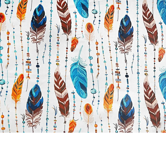 Coupon 50x50cm - Tissu coton Motif plumes
