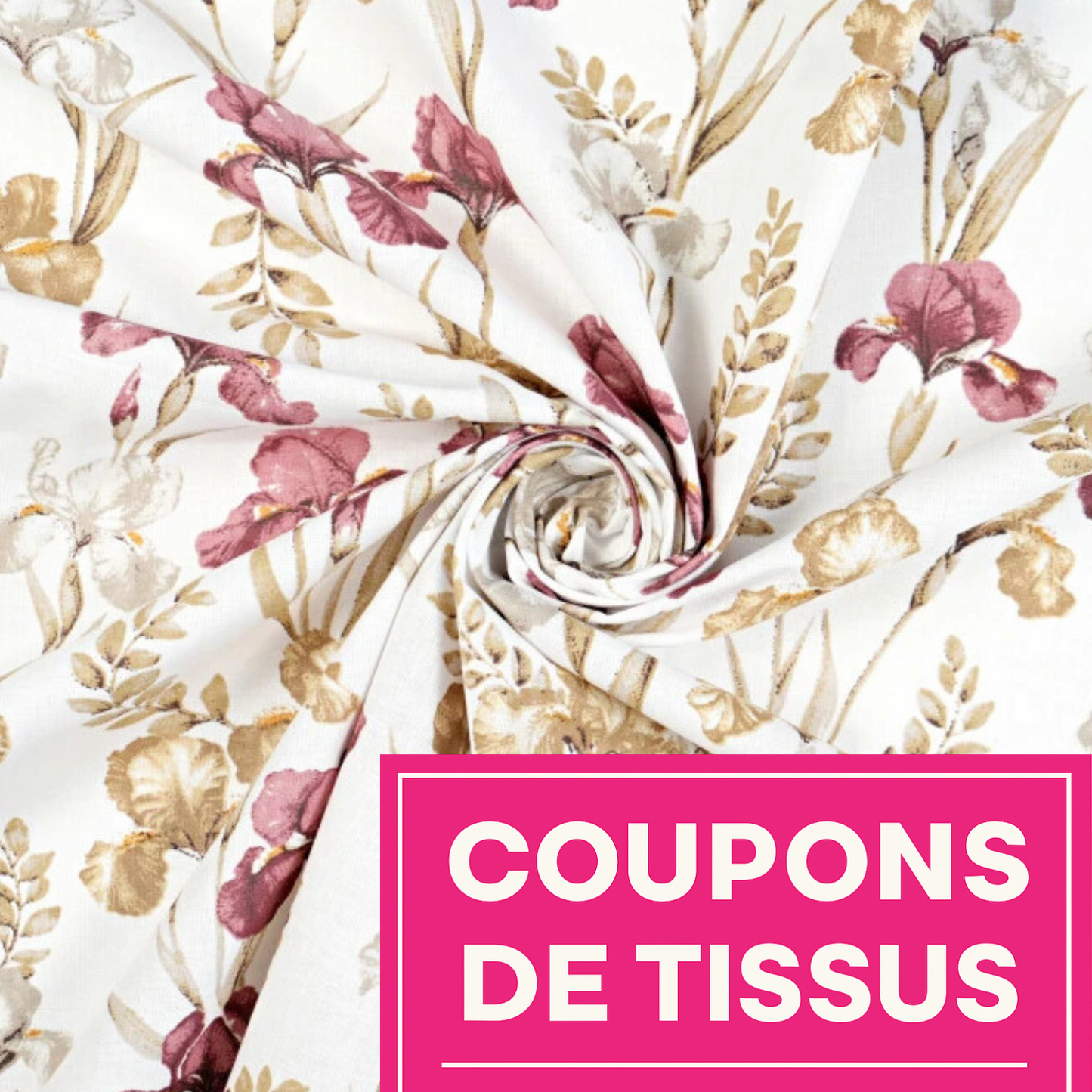 Coupon 50x50cm - Tissu coton Motif fleurs