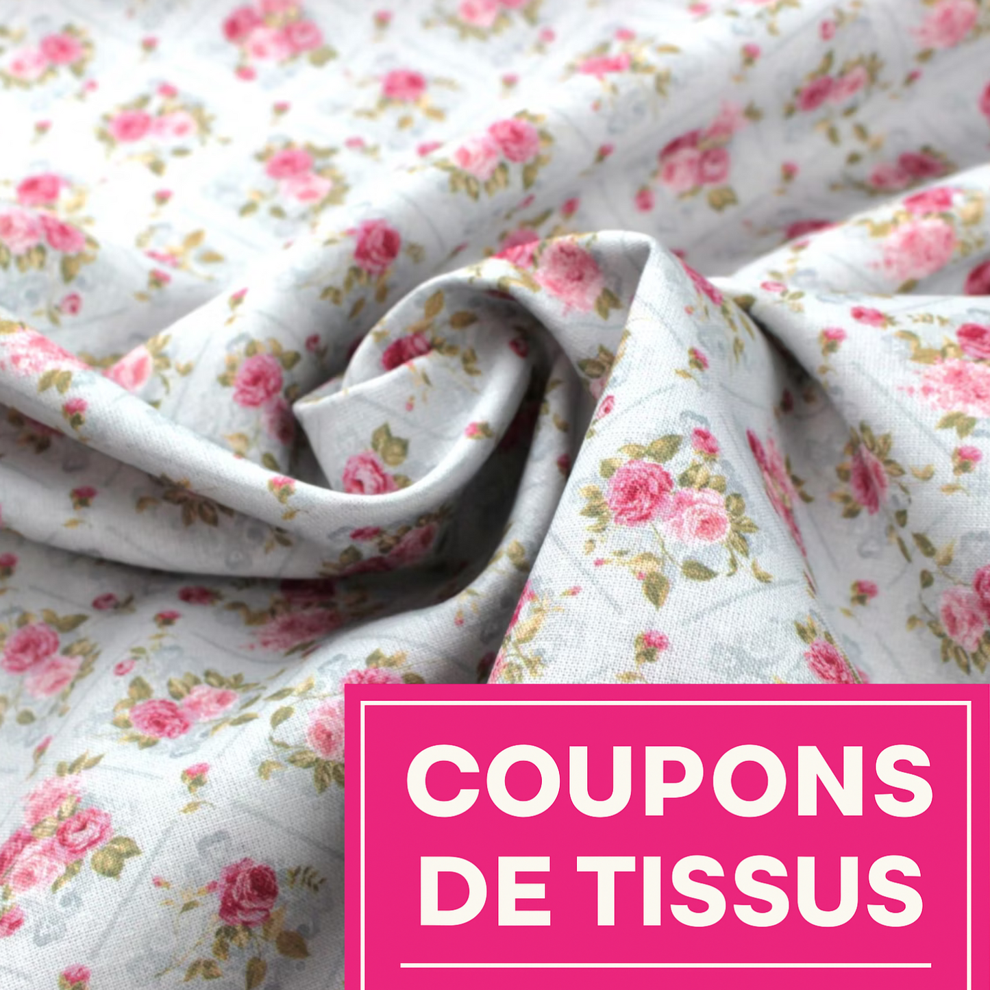 Coupon 45x45cm - Tissu coton Motif fleurs
