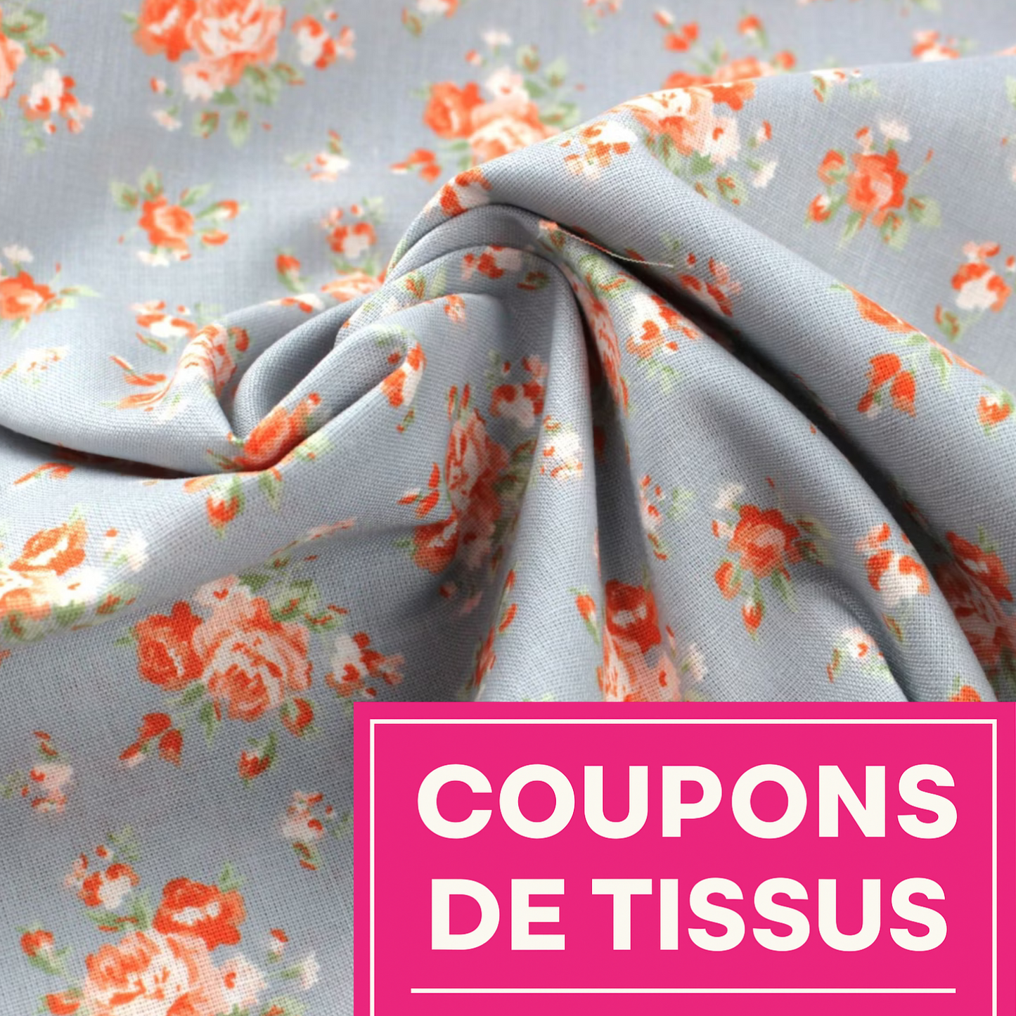 Coupon 45x45cm - Tissu coton Motifs fleurs