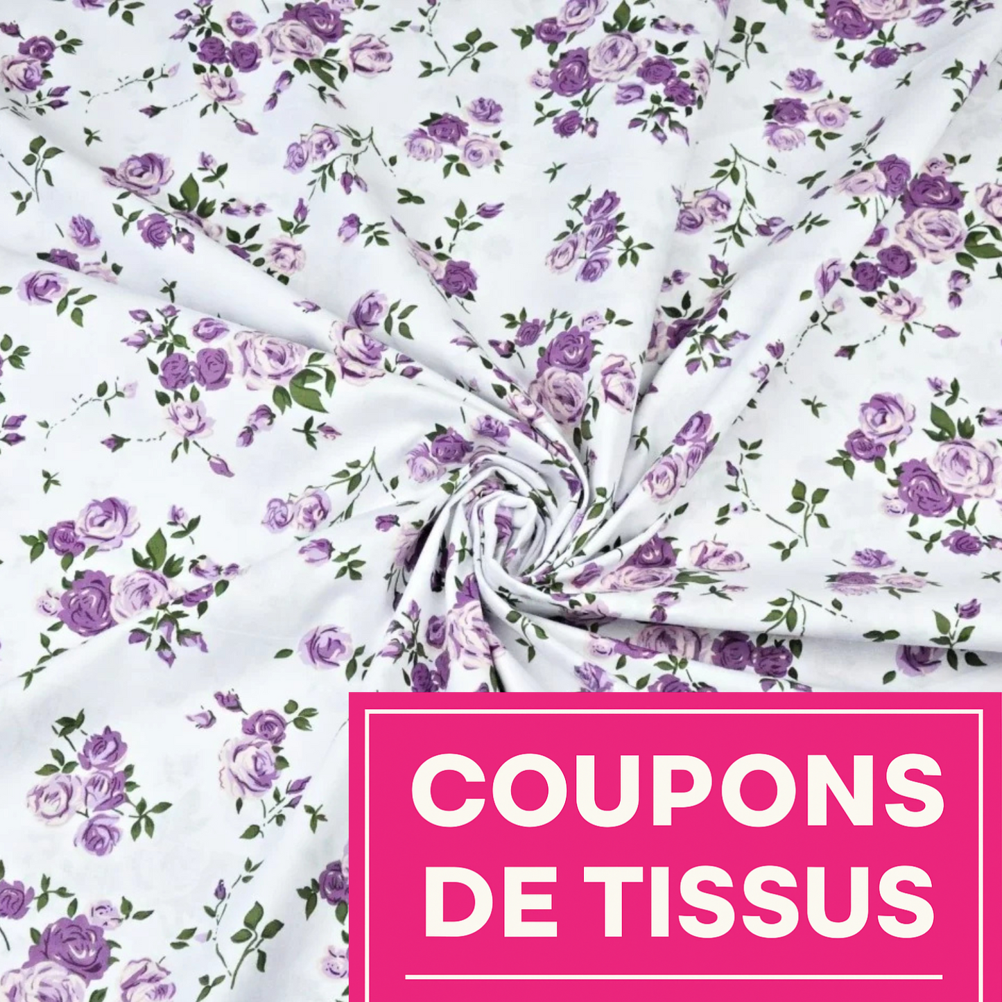 Coupon 50x50cm - Tissu coton Motif fleurs