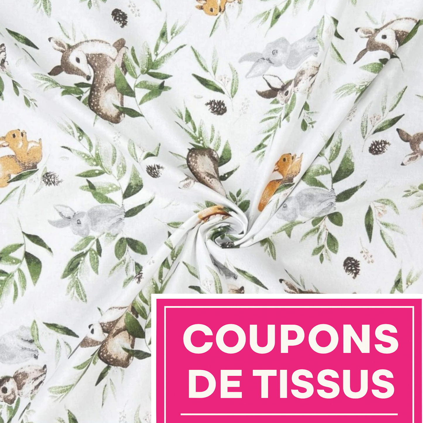 Coupon 50x50cm - Tissu coton Motif animaux