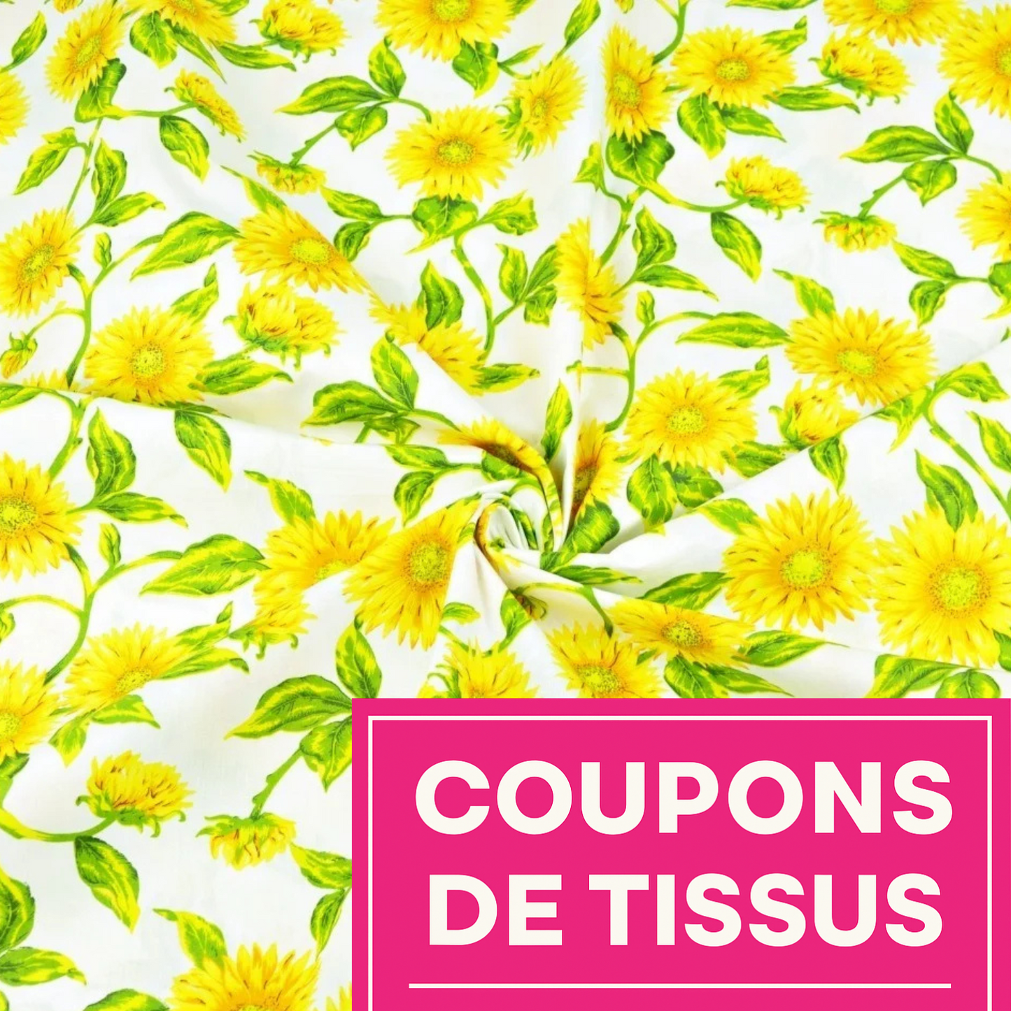 Coupon 50x50cm - Tissu coton Motif fleurs