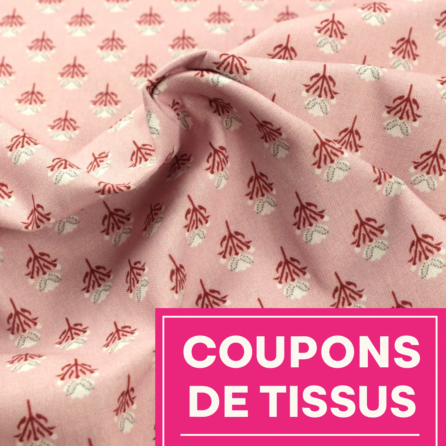 Coupon 45x45cm - Tissu coton Motif fleurs