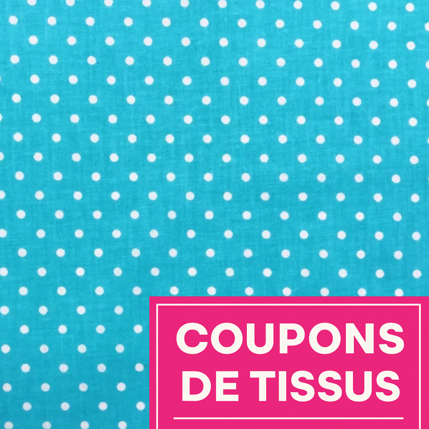 Coupon 50x50cm - Tissu coton Motif pois de 4mm turquoise