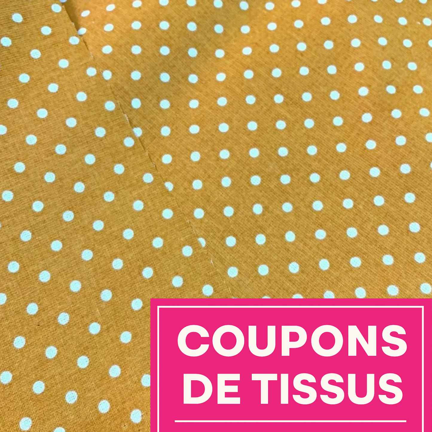 Coupon 50x50cm - Tissu coton Motif pois de 4mm moutarde