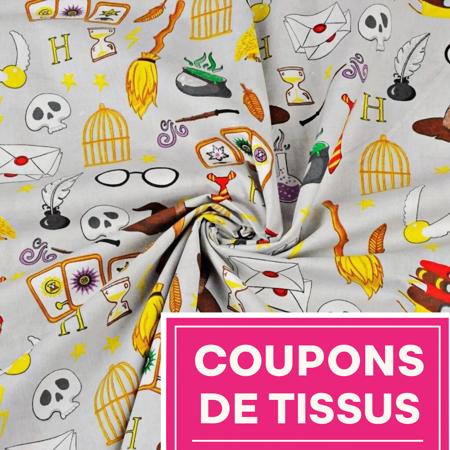 Coupon 50x50cm - Tissu coton Motif Magie