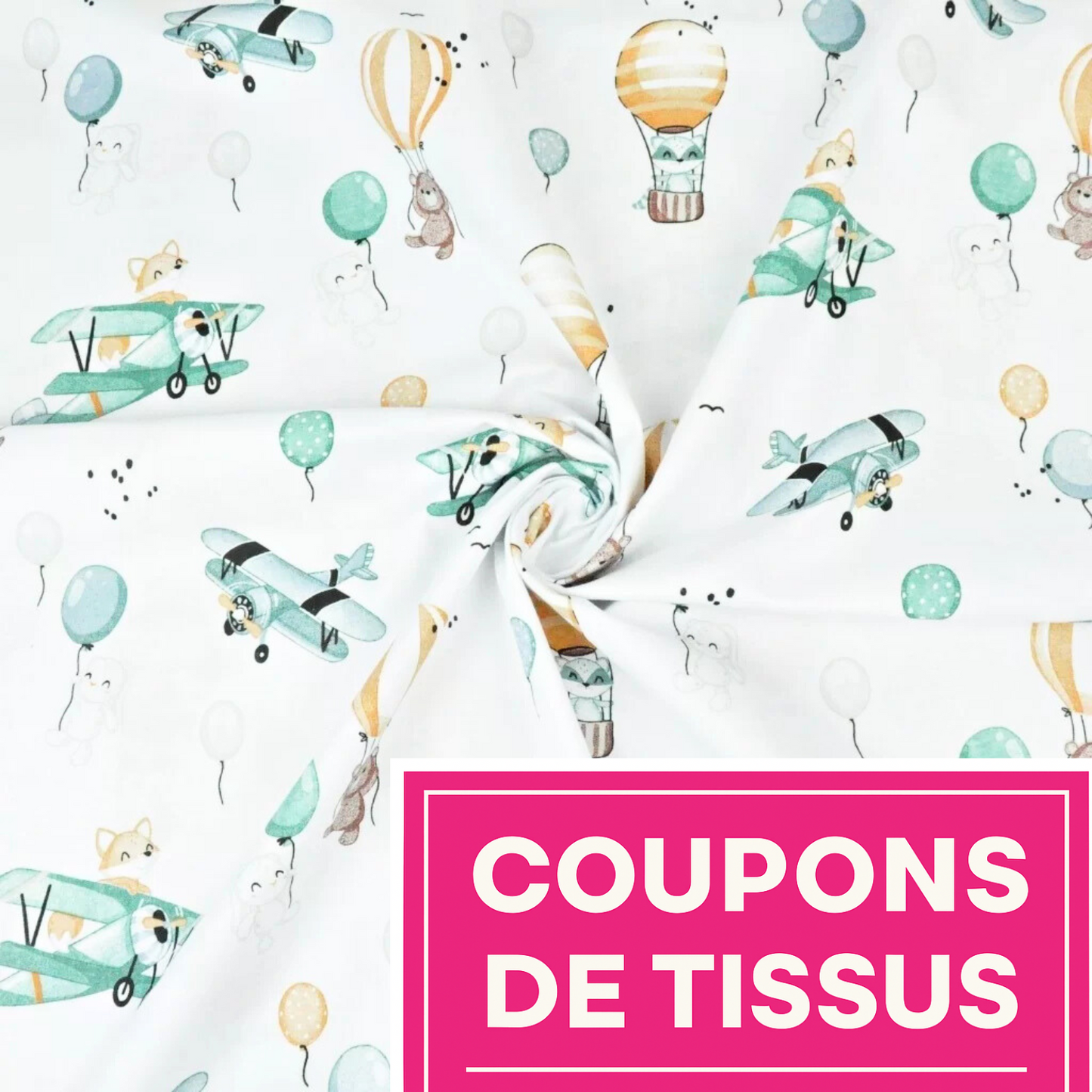 Coupon 50x50cm - Tissu coton Motif animaux