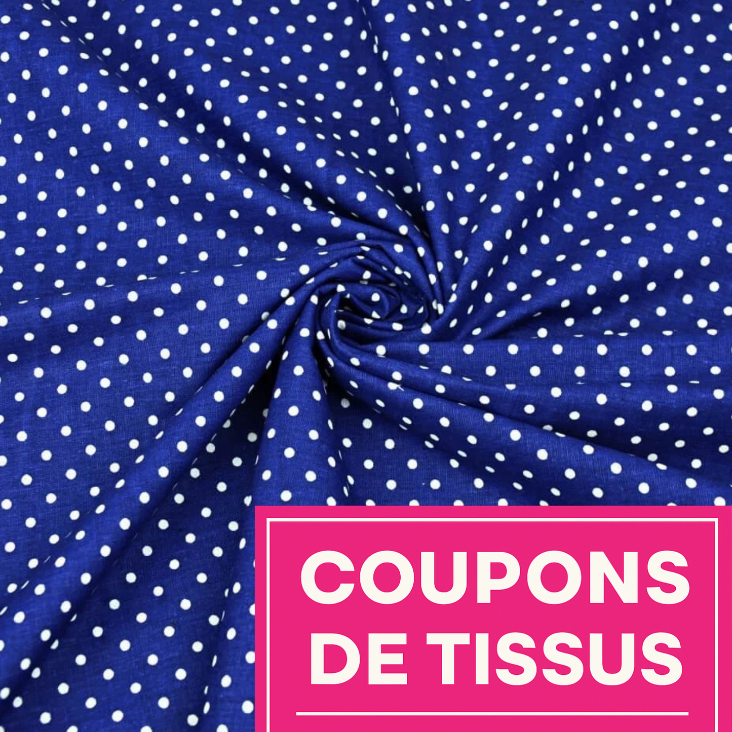 Coupon 50x50cm - Tissu coton Motif pois de 4mm marine