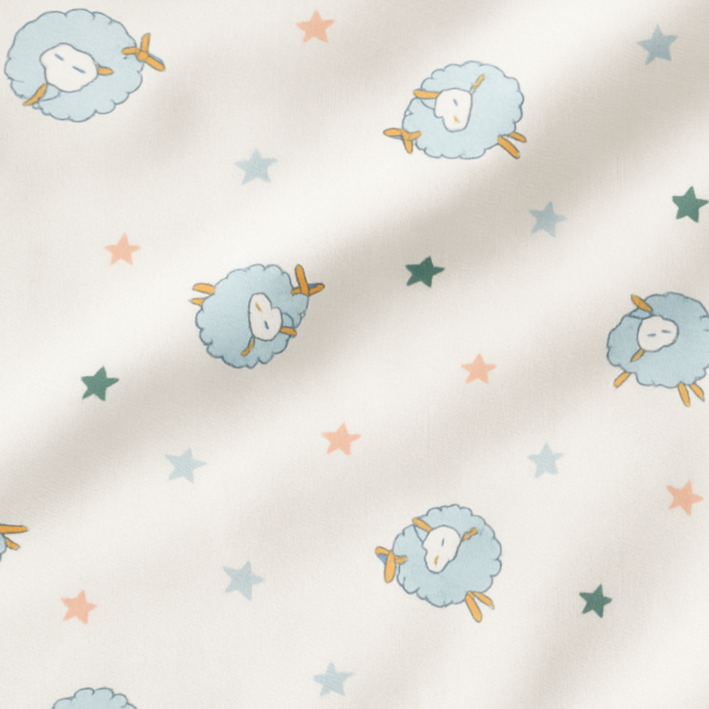 Coupon 45x45cm - Tissu coton Motif moutons et étoiles