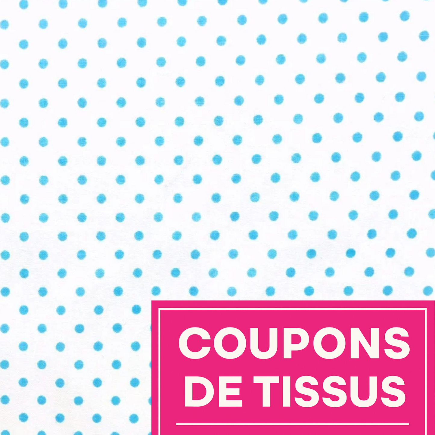 Coupon 50x50cm - Tissu coton Motif pois de 4mm bleu