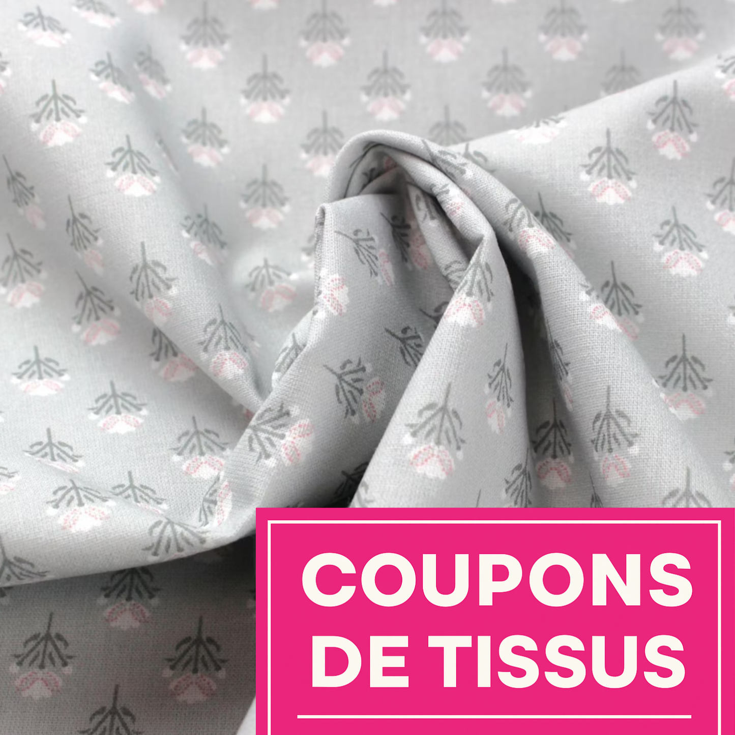 Coupon 45x45cm - Tissu coton Motif fleurs