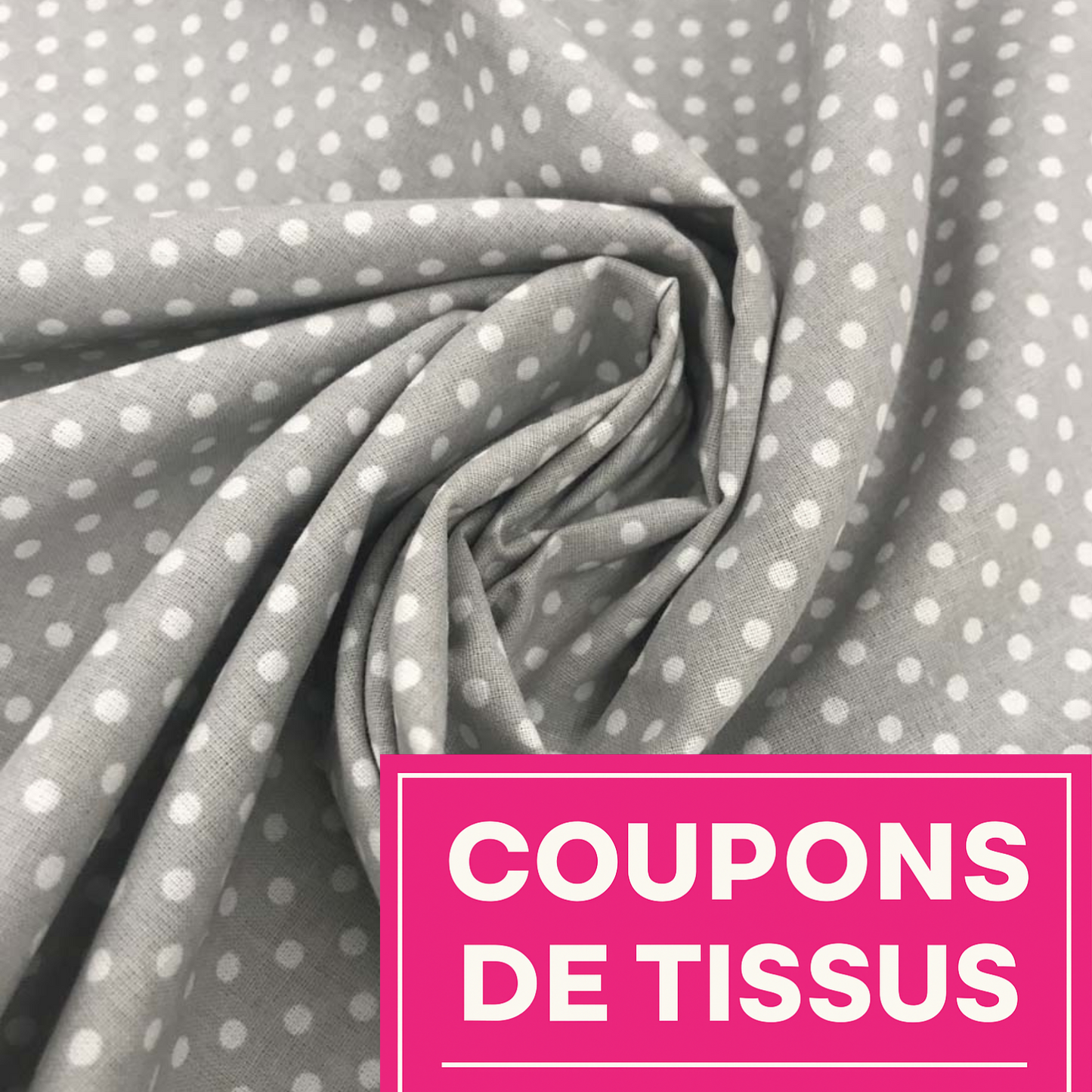 Coupon 50x50cm - Tissu coton Motif pois de 4mm gris