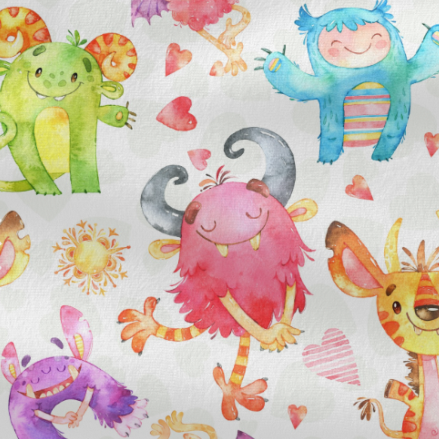 Coupon 50x50cm - Tissu coton Motif petits monstres