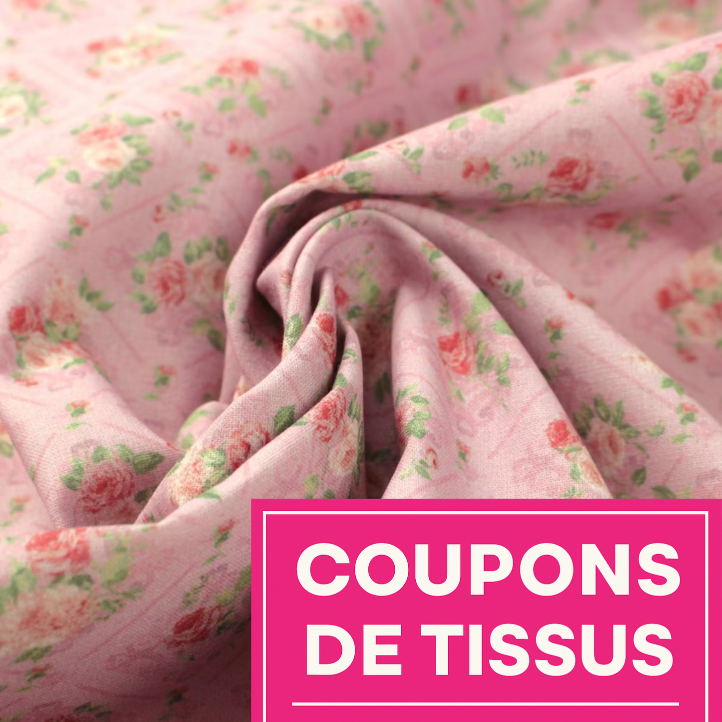 Coupon 45x45cm - Tissu coton Motif fleurs
