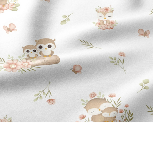 Coupon 50x50cm - Tissu coton Motif hiboux