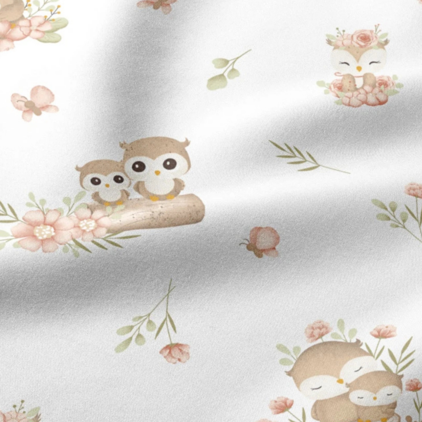 Coupon 50x50cm - Tissu coton Motif hiboux