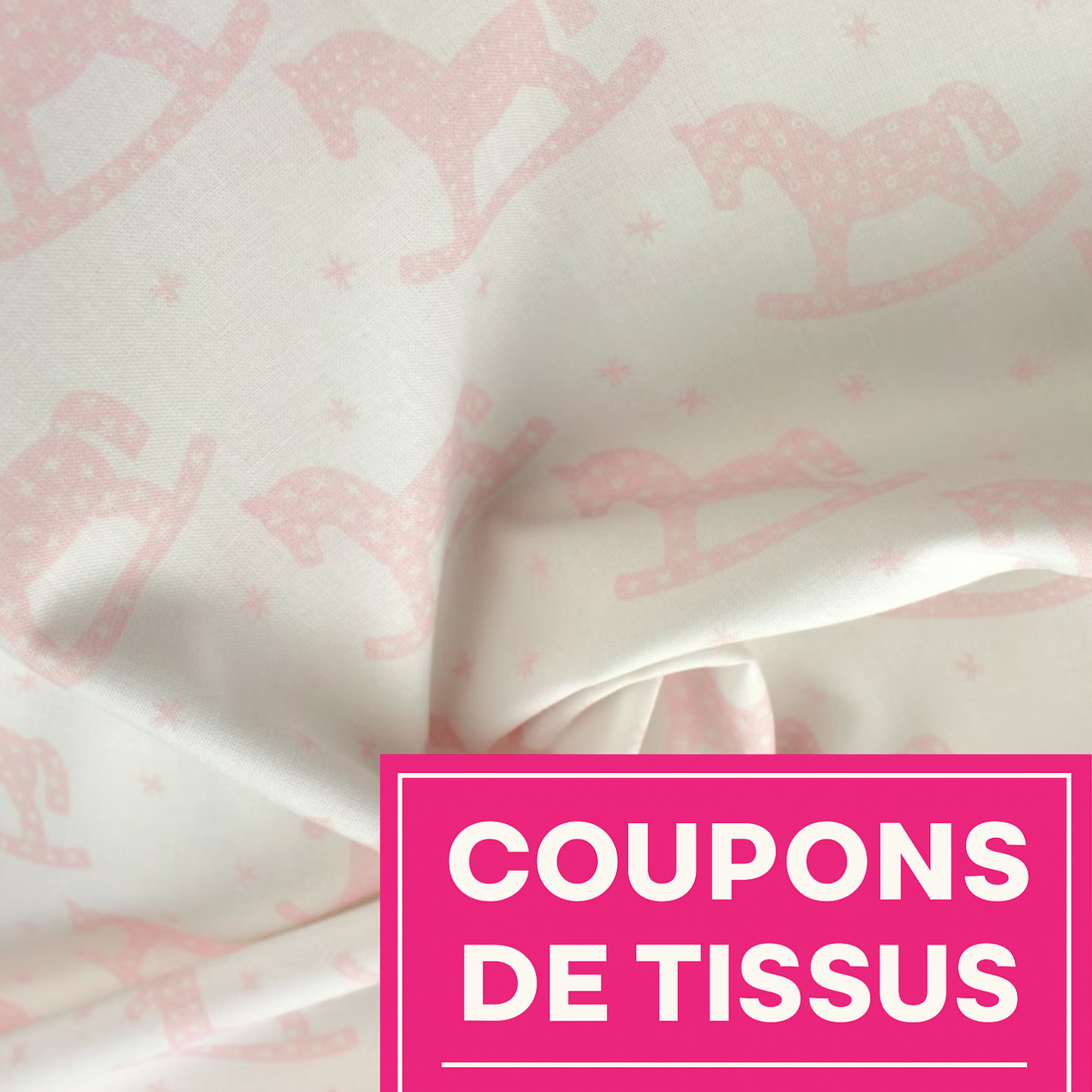 Coupon 45x45cm - Tissu coton Motif cheval à bascule