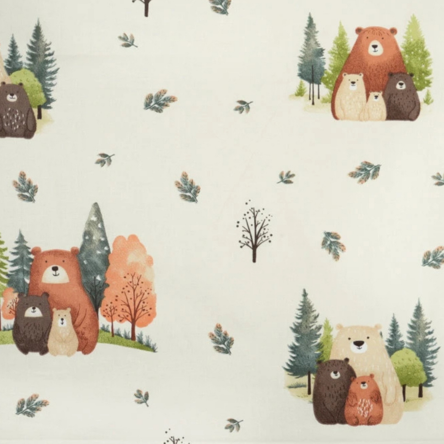 Coupon 50x50cm - Tissu coton Motif famille ours
