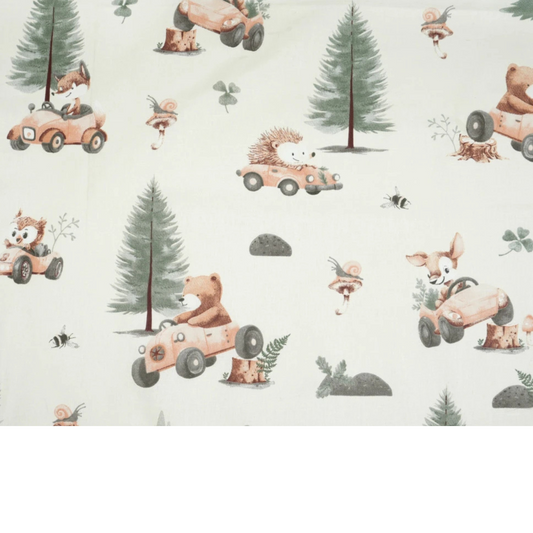 Coupon 50x50cm - Tissu coton Motif animaux écru