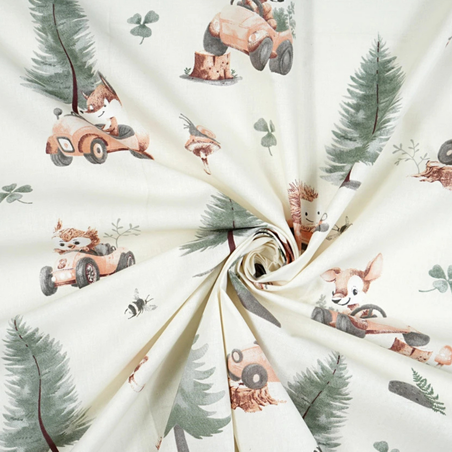 Coupon 50x50cm - Tissu coton Motif animaux écru