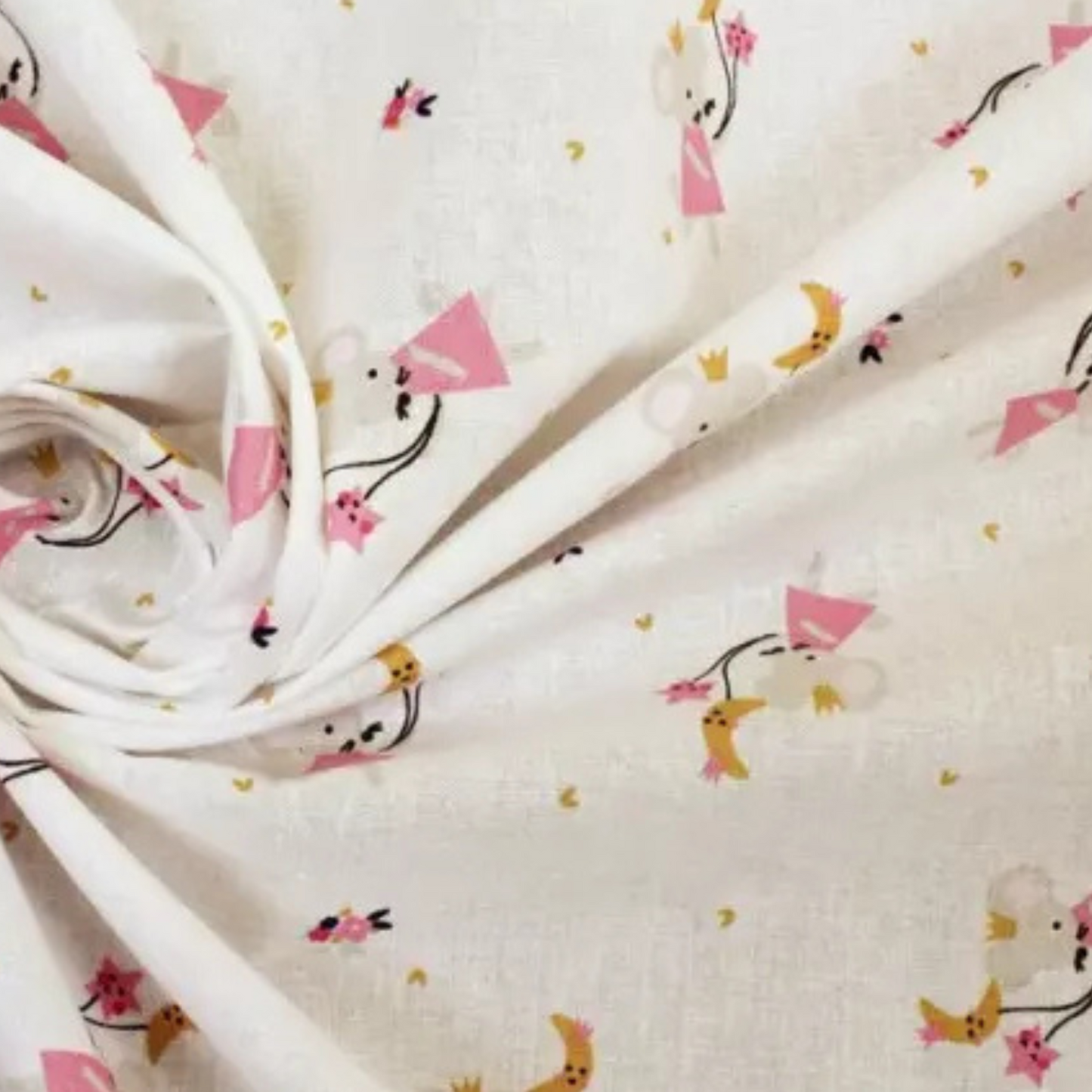 Coupon 50x50cm - Tissu coton Motif princesses et souris